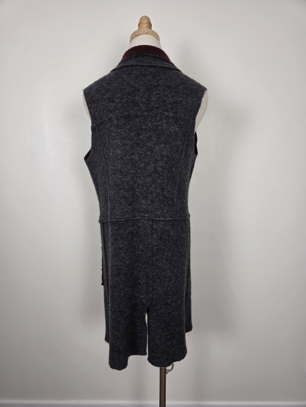 Anthropologie Moth Long Wool Vest Size XS Grey Soft Stretchy (c1) - Picture 9 of 14